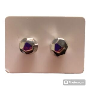 Silver Faceted Stud Earrings